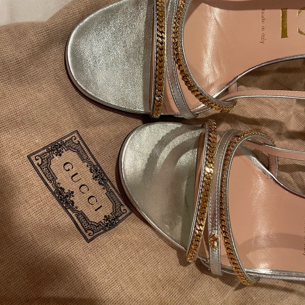 Gucci Silver and Gold Strappy Heels - Picture 7 of 7